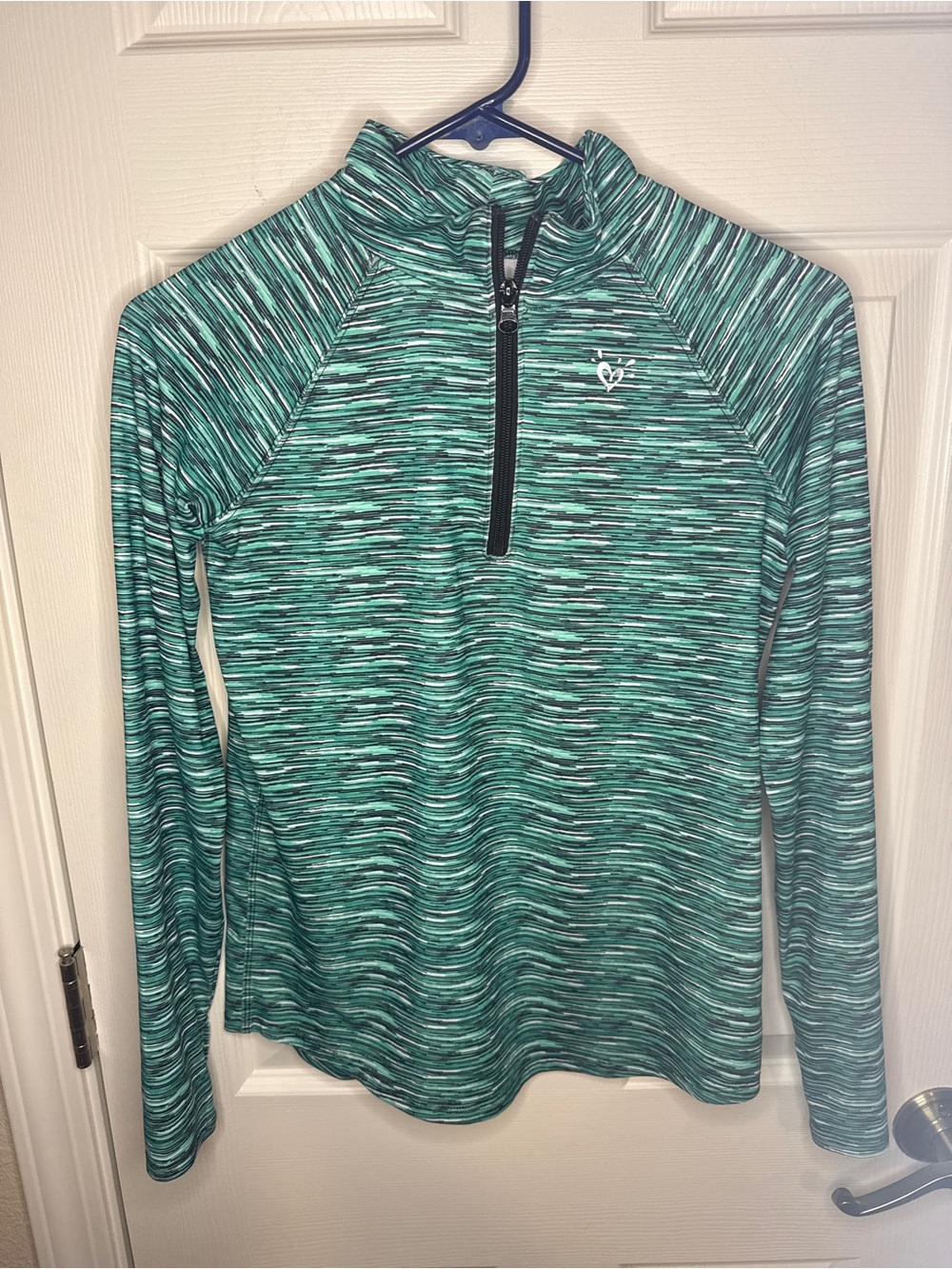 Justice Green Space-Dye 1/4 Zip Active Pullover Top Youth Size 12 Athletic Gear